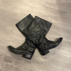 Black faux Leather Women's Boots